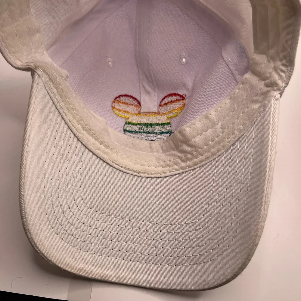 Disney Pride Collection Mickey Mouse Rainbow White Snapback Baseball Hat Cap